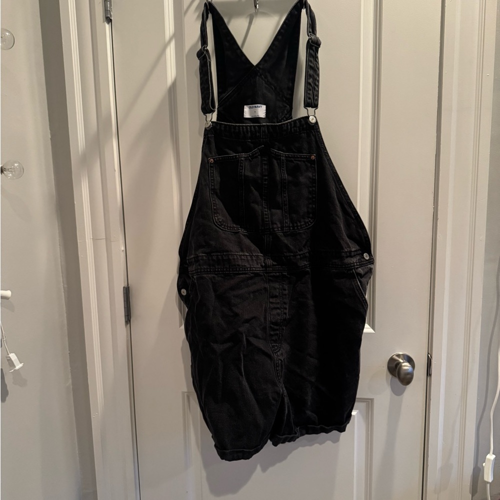 Old Navy Charcoal Denim Overalls Shorts